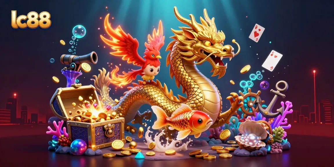 Experience the excitement of lc88 with a golden dragon and vibrant casino elements.