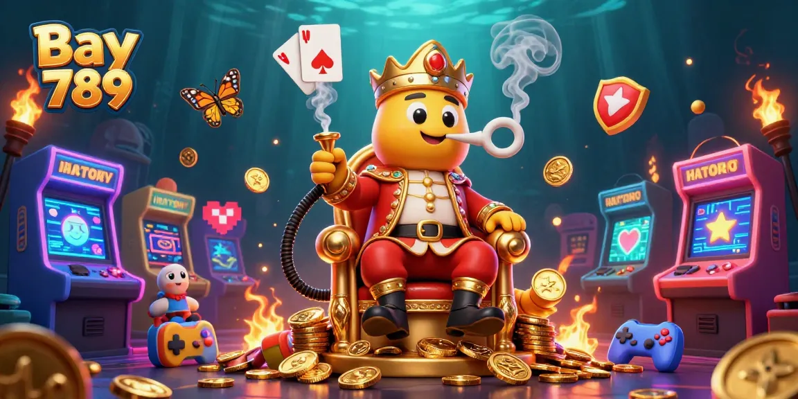 Win big at Bay 789 with an immersive 3D cartoon gaming adventure featuring slot reels and poker symbols.