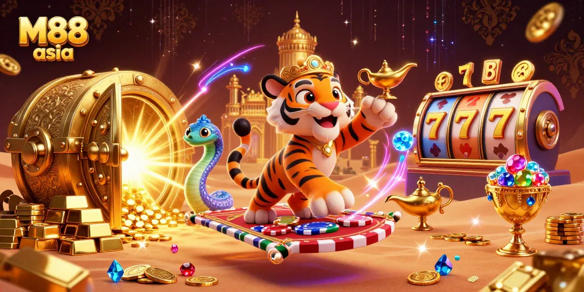Experience thrilling jackpots and casino excitement at M88 asia with a vibrant 3D scene.
