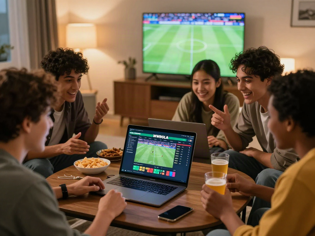 Friends engaging with the WWBOLA platform during a sports betting session.