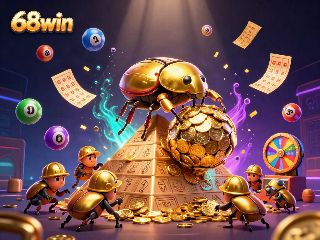 Bets and wins come to life as 68win showcases golden treasures rolling with vibrant lottery action.