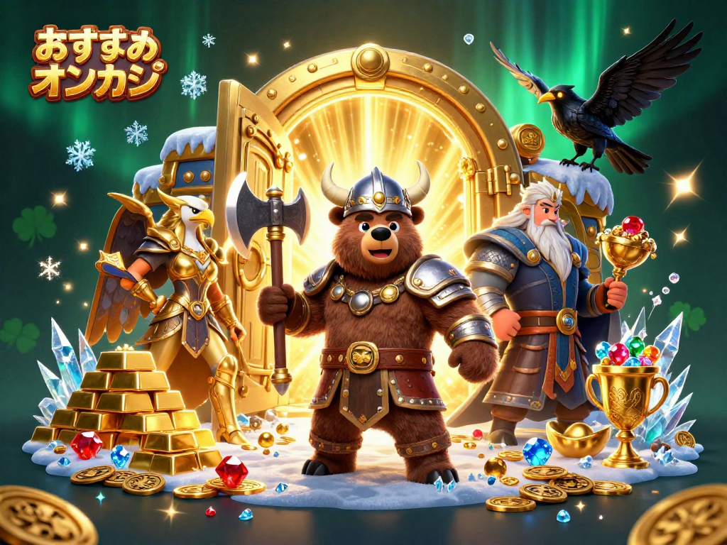 おすすめオンカジで魅力的なゲームを楽しみながら、黄金の宝物が溢れ出るシーン。