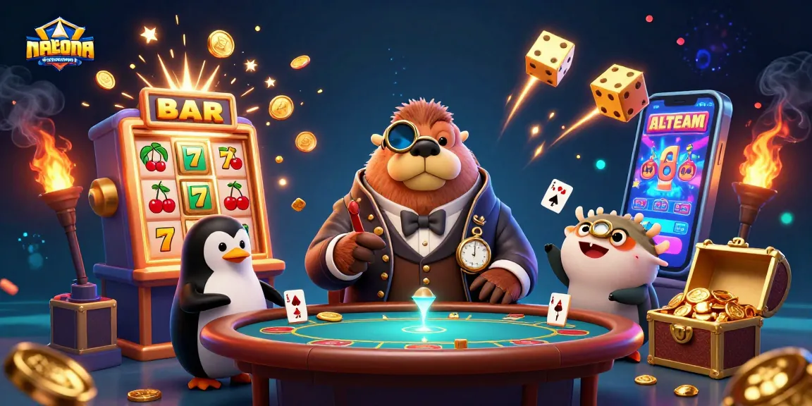 Engage with nekomayman as a cheerful walrus plays poker with a penguin dealer and a bluffing pufferfish.
