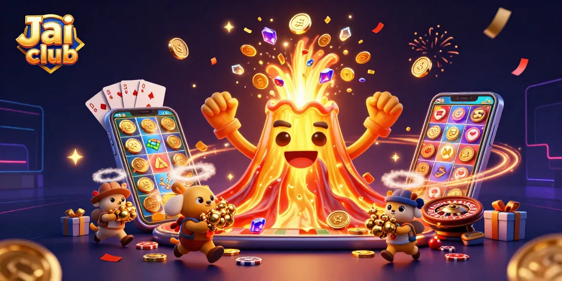 Join the Jai club for a vibrant casino adventure with golden coins erupting in 3D illustration.