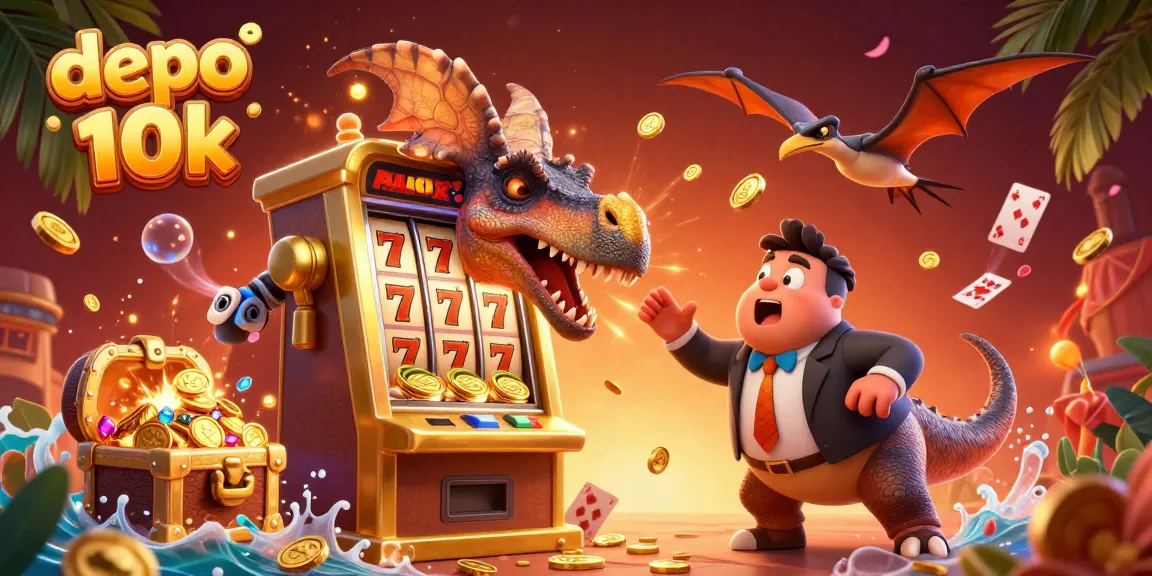 Experience the excitement of depo 10k with a pachycephalosaurus triggering jackpot coins at a slot machine.