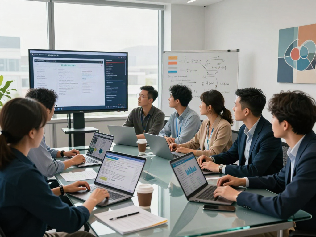 Team collaborating on document fraud detection solution strategies in a modern office.