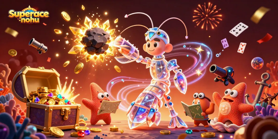 Experience the excitement of superace-nohu as a mantis shrimp breaks asteroids into treasure.