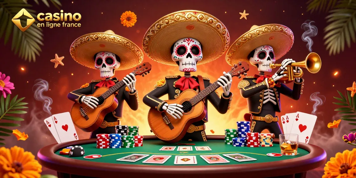 Plongez dans l'univers des casinos en ligne en France avec ce band de mariachi squelettique.