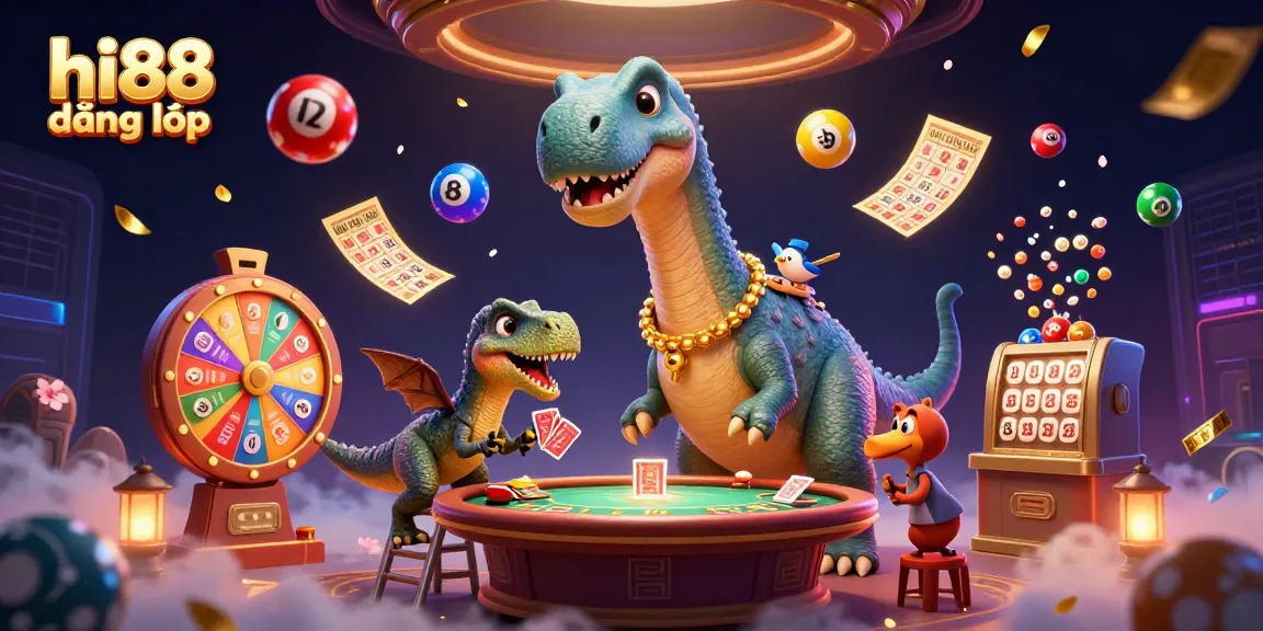 Experience the thrill of hi88 đăng nhập with a vibrant 3D casino illustration showcasing dynamic gaming elements.