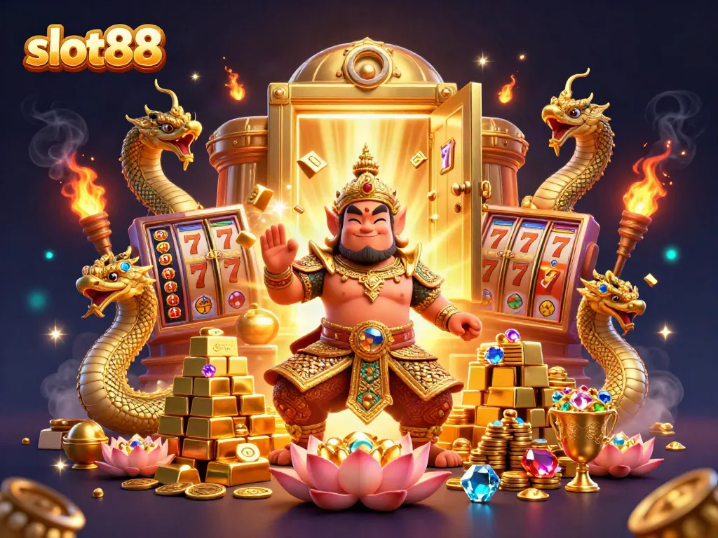 Experience thrilling slot88 adventures with vibrant 3D casino guardians in action.