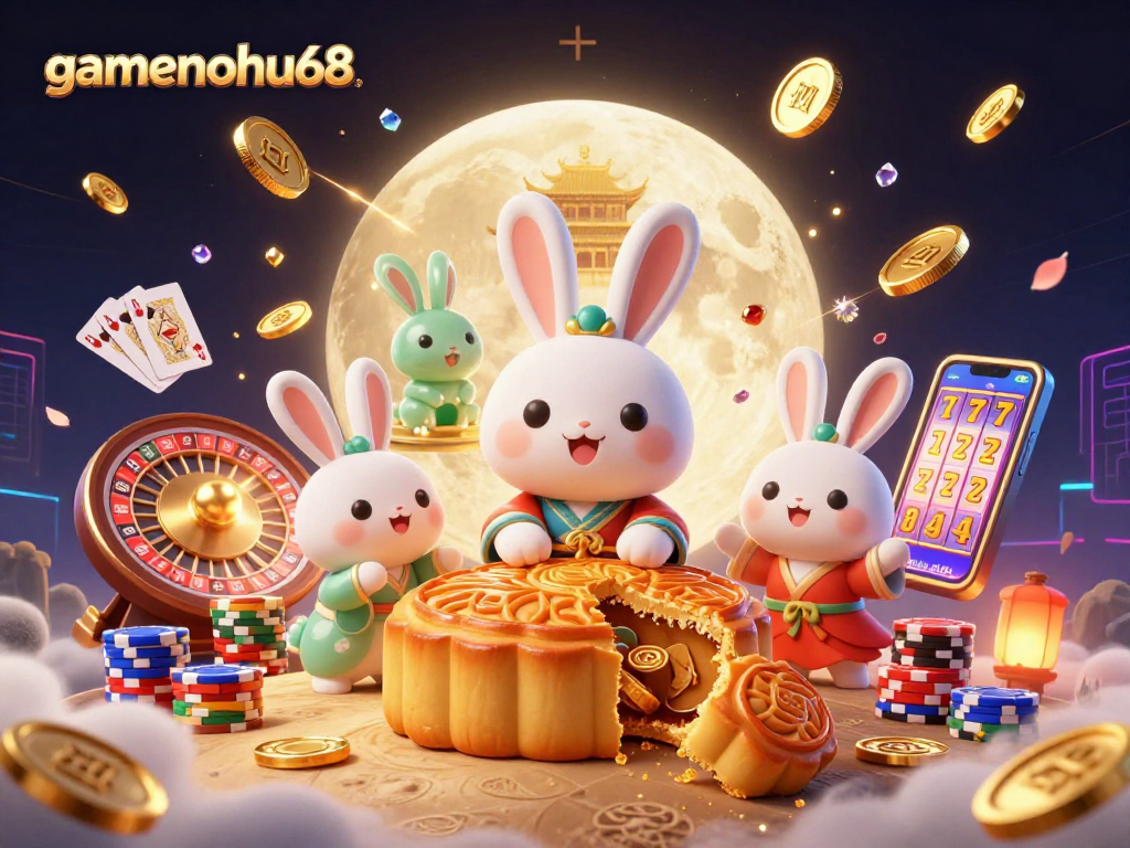 Experience exciting gaming moments with gamenohu68 featuring a vibrant moon rabbit scene and casino elements.
