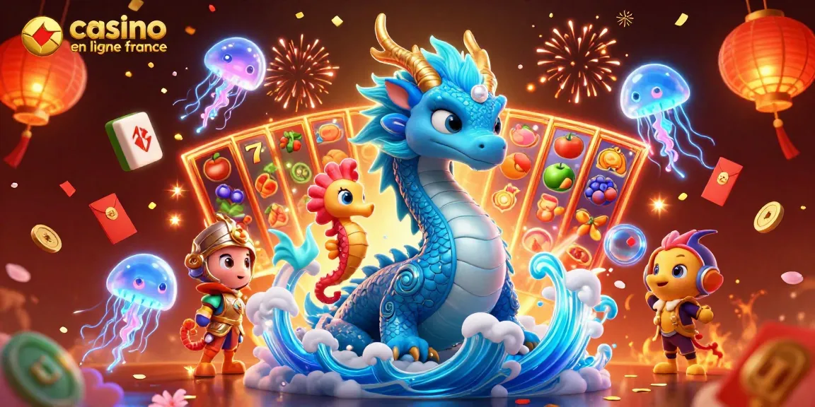 Rassemblez-vous dans le casino en ligne France avec un dragon aquatique, un chevalier hippocampe, et des éléments de jeu captivants.