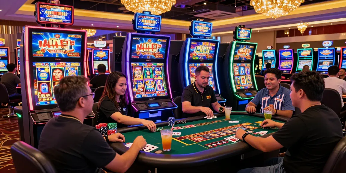 Exciting casino gaming scene with players enjoying slot luar negeri machines in a vibrant atmosphere.