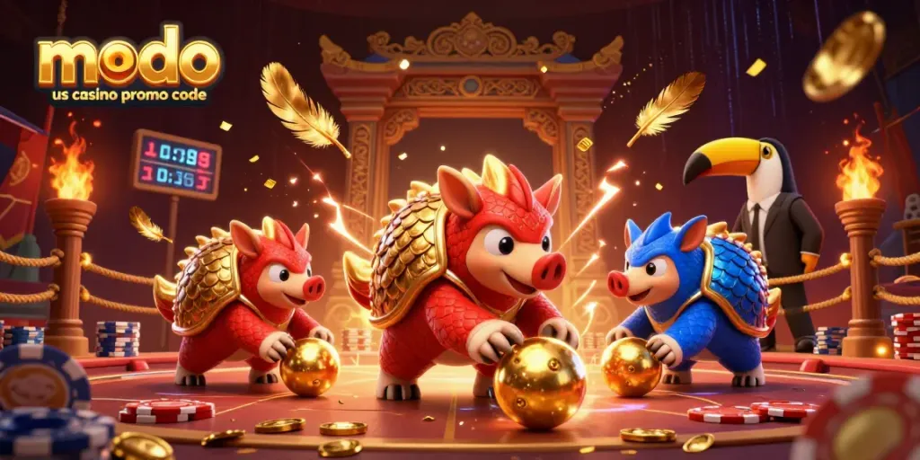 Engage with the modo us casino promo code while rival pangolins roll into golden balls amidst poker chips.