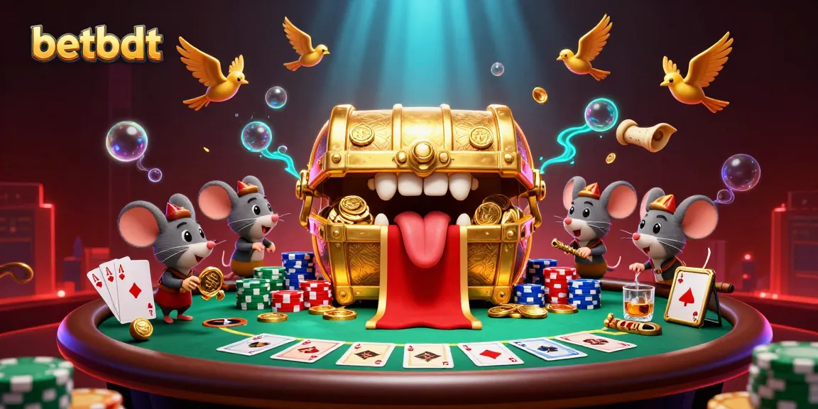 Experience thrilling poker adventures with betbdt's rich treasure scene featuring games and excitement.