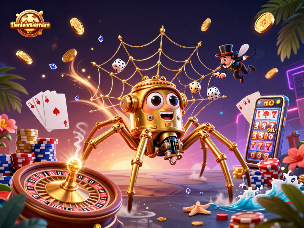 Engage in thrilling gameplay with tienlenmiennam, featuring steampunk elements and dazzling casino motifs.