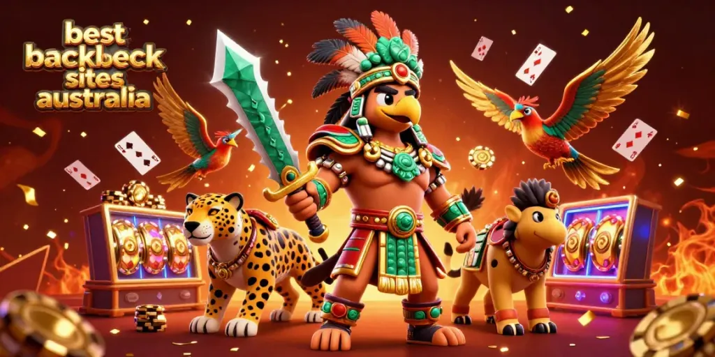Play at the best blackjack sites Australia with vibrant casino elements in an exciting 3D scene.
