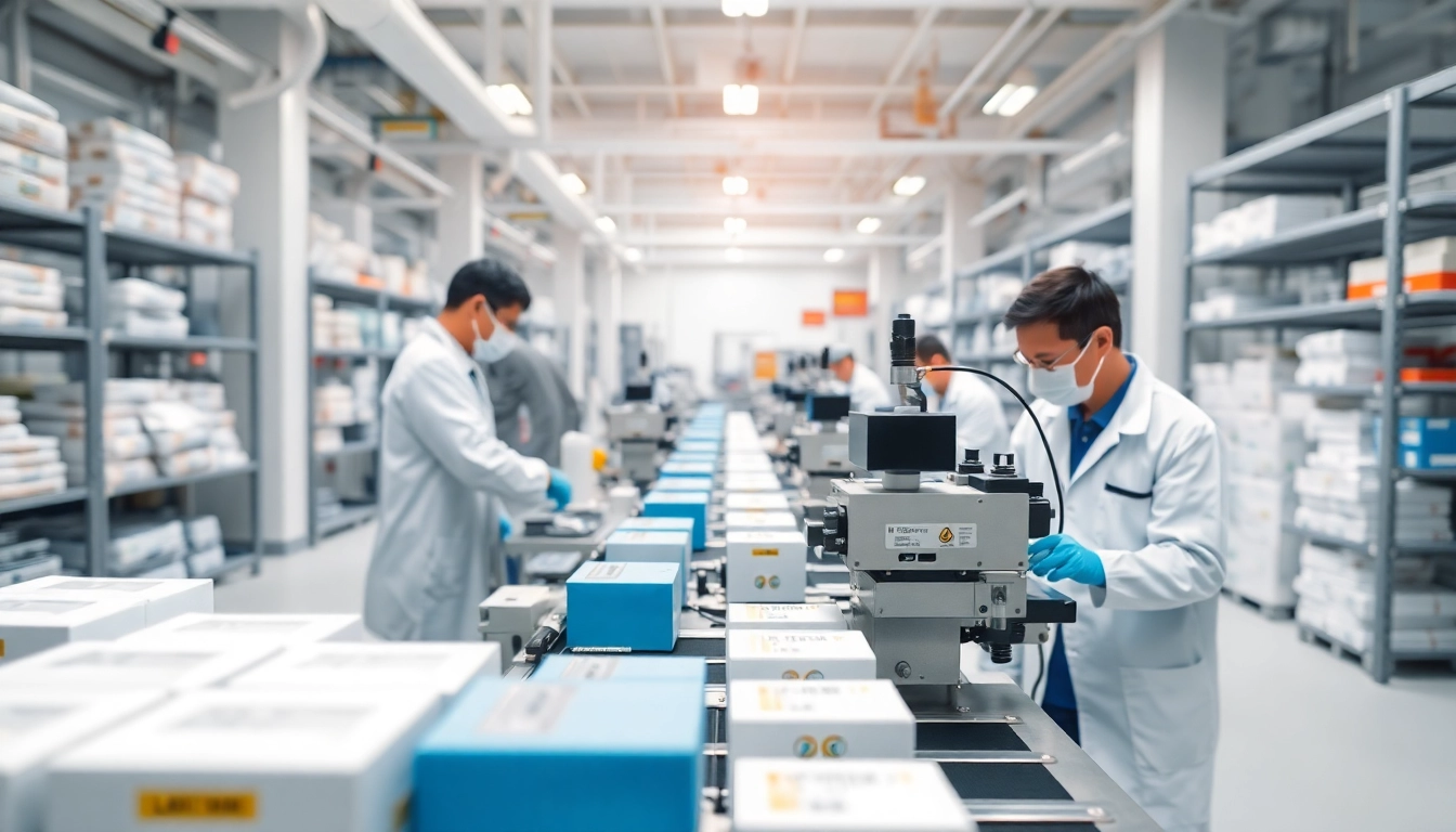 Streamlined contract manufacturing services process showcased in a high-tech setting.