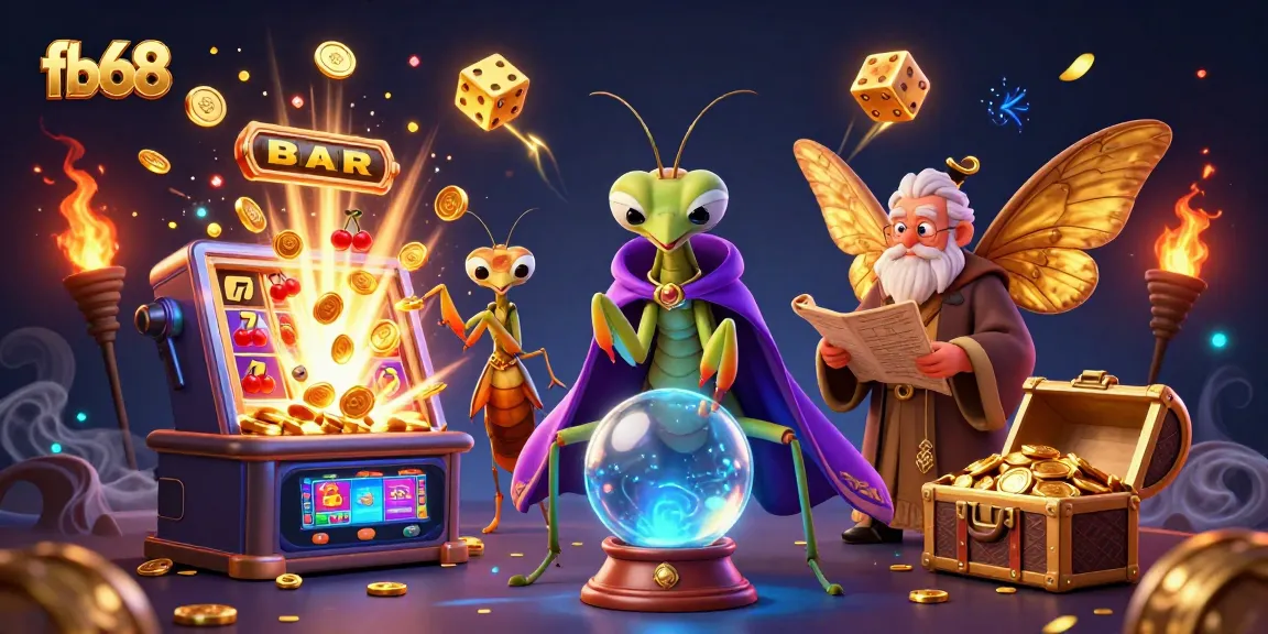 Experience thrilling gaming with fb68's vibrant slots and dynamic characters in a stunning illustration.