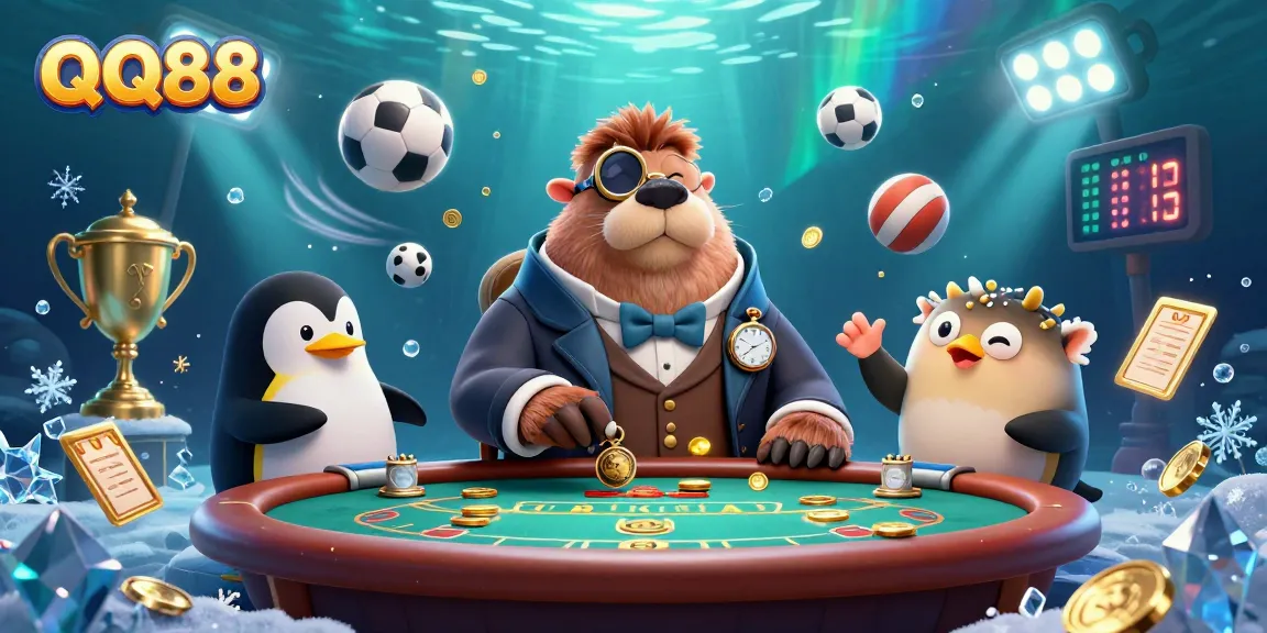 Experience thrilling underwater poker with QQ88, featuring unique cartoon characters and dynamic game elements.