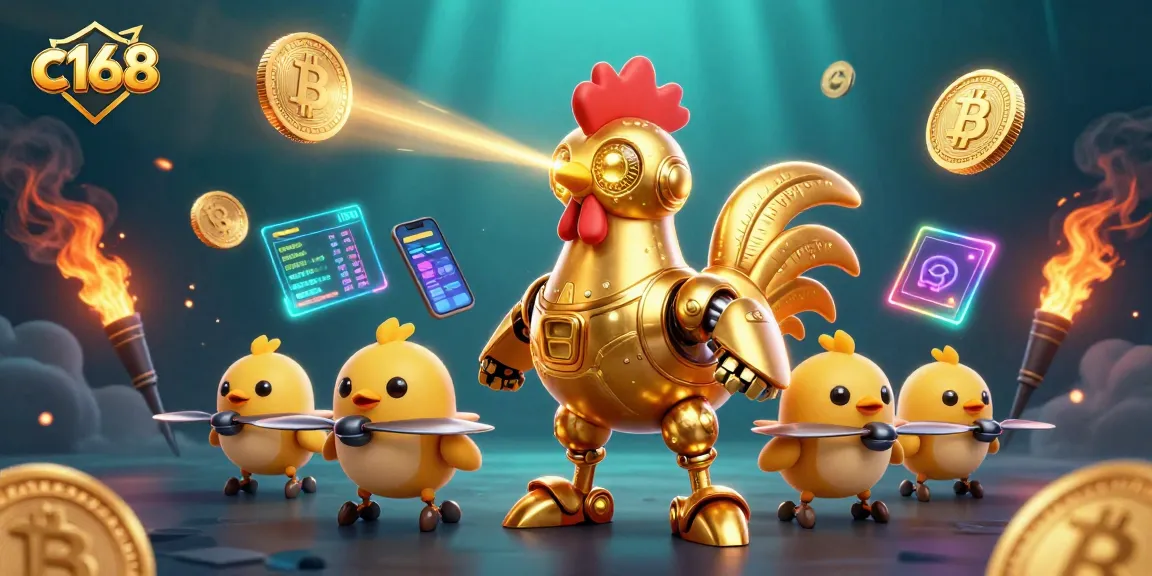 Engage with c168's thrilling games featuring vibrant robots and crypto elements.