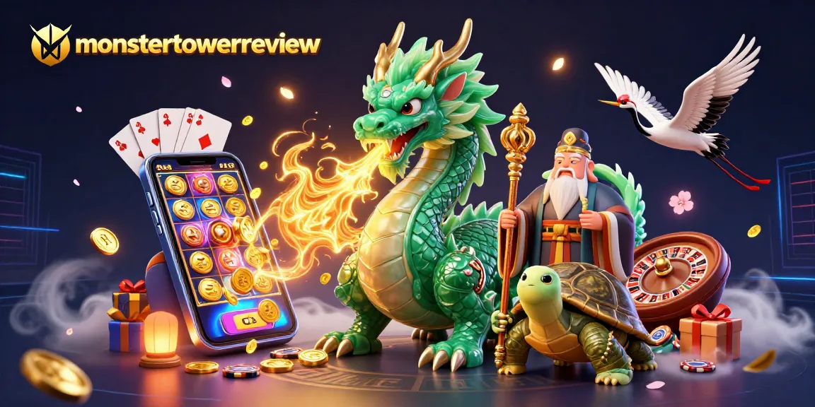 Join the action in monstertowerreview as a jade dragon unleashes golden fire amidst thrilling casino games.