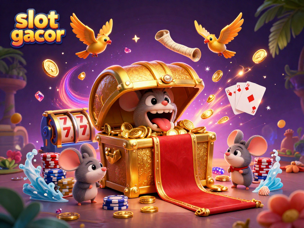 Experience thrilling slot gacor action with cascading coins, vibrant characters, and stunning casino visuals.