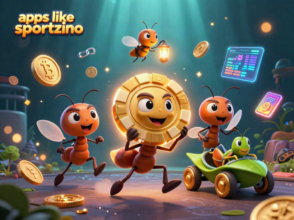 Engage with apps like sportzino in a vibrant 3D scene featuring energetic characters and glowing gaming elements.