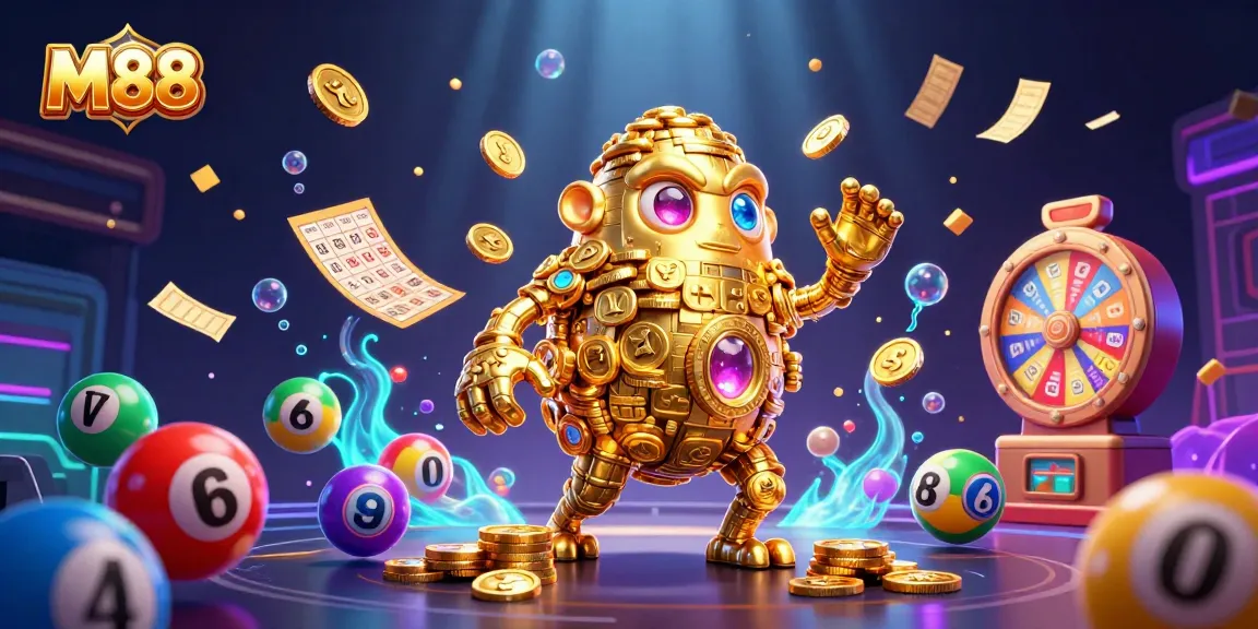 M88 transforms gameplay with vibrant lottery balls, gold coins, and a captivating prize wheel
