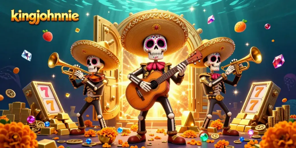 Experience thrilling gameplay at kingjohnnie with colorful mariachi characters and glittering casino treasures.