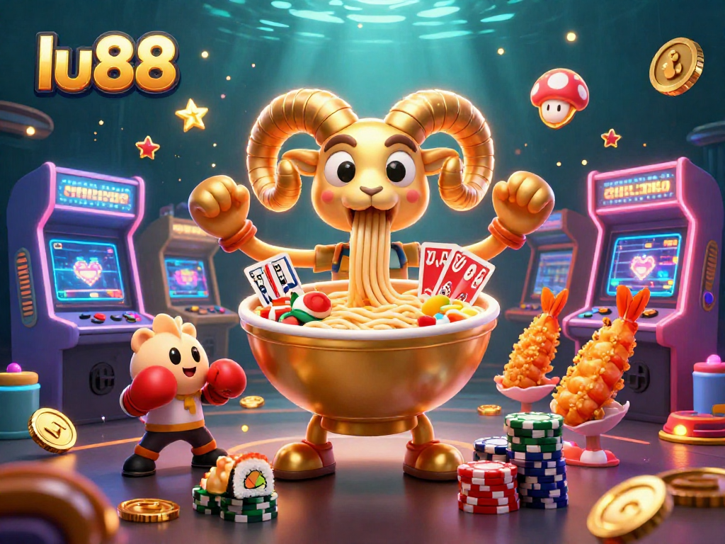 Experience thrilling gaming action at lu88 with vibrant casino characters and energetic elements.
