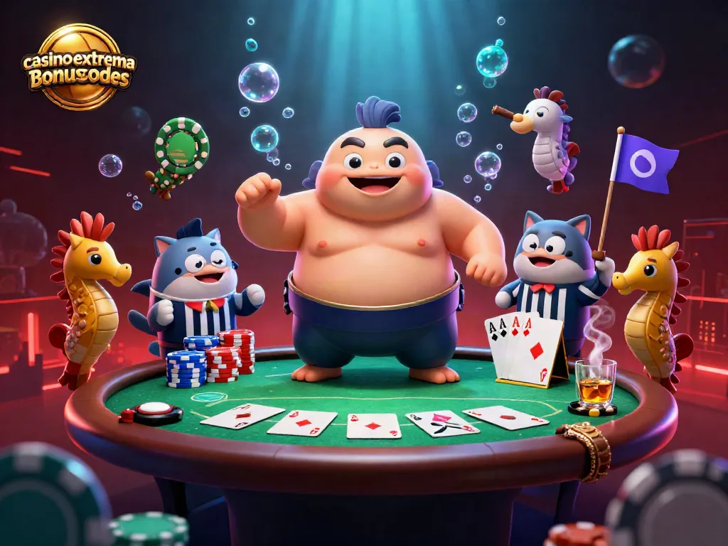 Experience the excitement of casinoextremebonuscodes with a dynamic poker scene featuring a colorful underwater contest.
