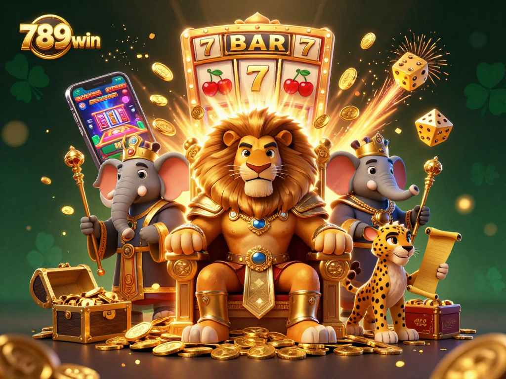 Experience excitement with 789win's jackpot slot machine bursting with coins and vibrant casino elements.