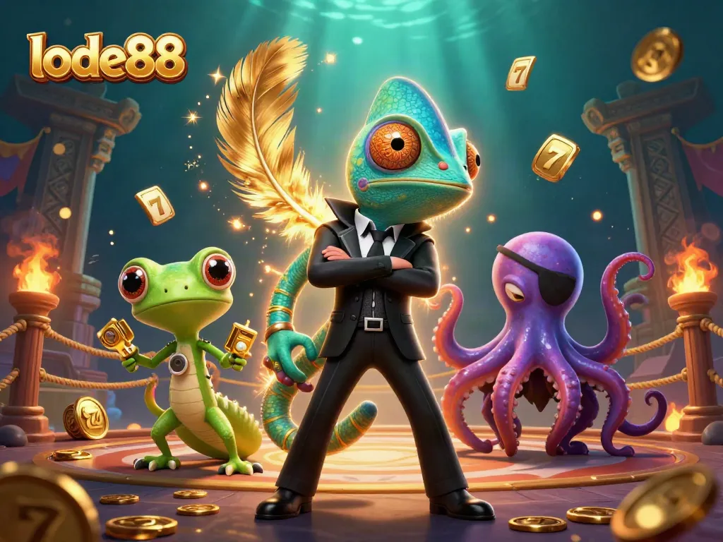 Experience thrilling fun with lode88’s slots in this dynamic 3D casino illustration.